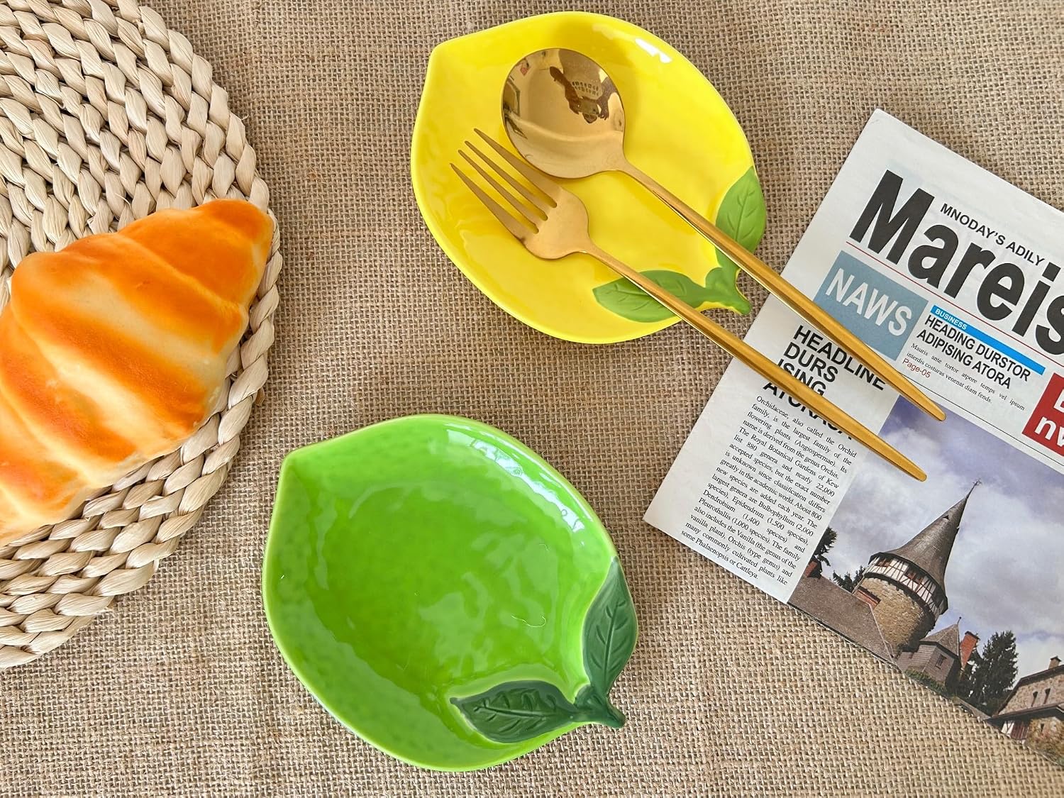 Ceramic Spoon Rest for Stove Top & Kitchen Counter Spoon Holder for Stove & Cooking Spoon Holder for Ladle Cute Coffee Spoon Rest Utensil Rest Spatula Rest, Lemon Kitchen Decor & Accessories (Green)
