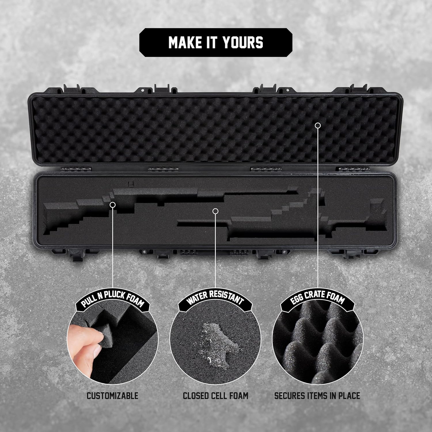 Durabox All Weather Hard Case – TSA Approved Rifle Case with Customizable Foam, Ergonomic Handles - Waterproof Travel Cases for Rifles, Guns, Shotguns, Ammo, Scopes & Gear