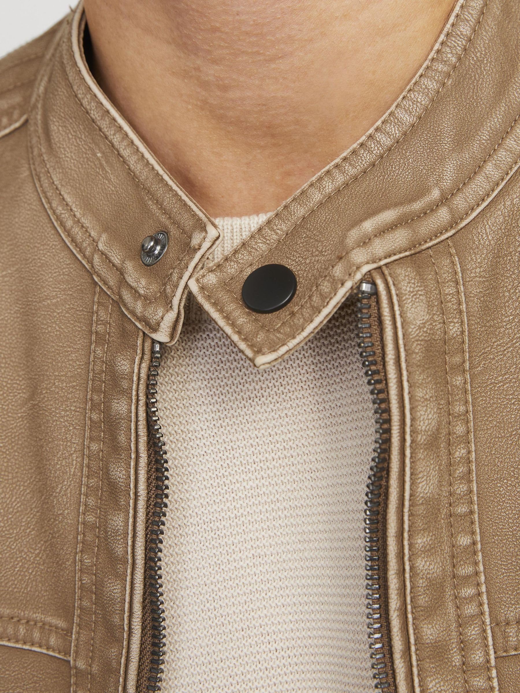 Jack & Jones Męska kurtka Jjewarner Washed Pu Jacket Noos, Safari, xx_l, safari, xx_l