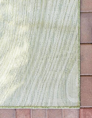 Miniatura 9 de Unique Loom colección moderna para exteriores - Alfombra de área para piscina (2 pies x 6 pies 1 pulgada, alfombra de pasillo, color verdemarfil)