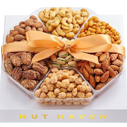 Holiday Christmas Nuts Gift Basket - Assortment Of Sweet & Roasted Salted Gourmet Nuts - Assorted Food Gift Box for Thanksgiving, Fathers Day, Mothers Day, Sympathy, Family, Men & Women