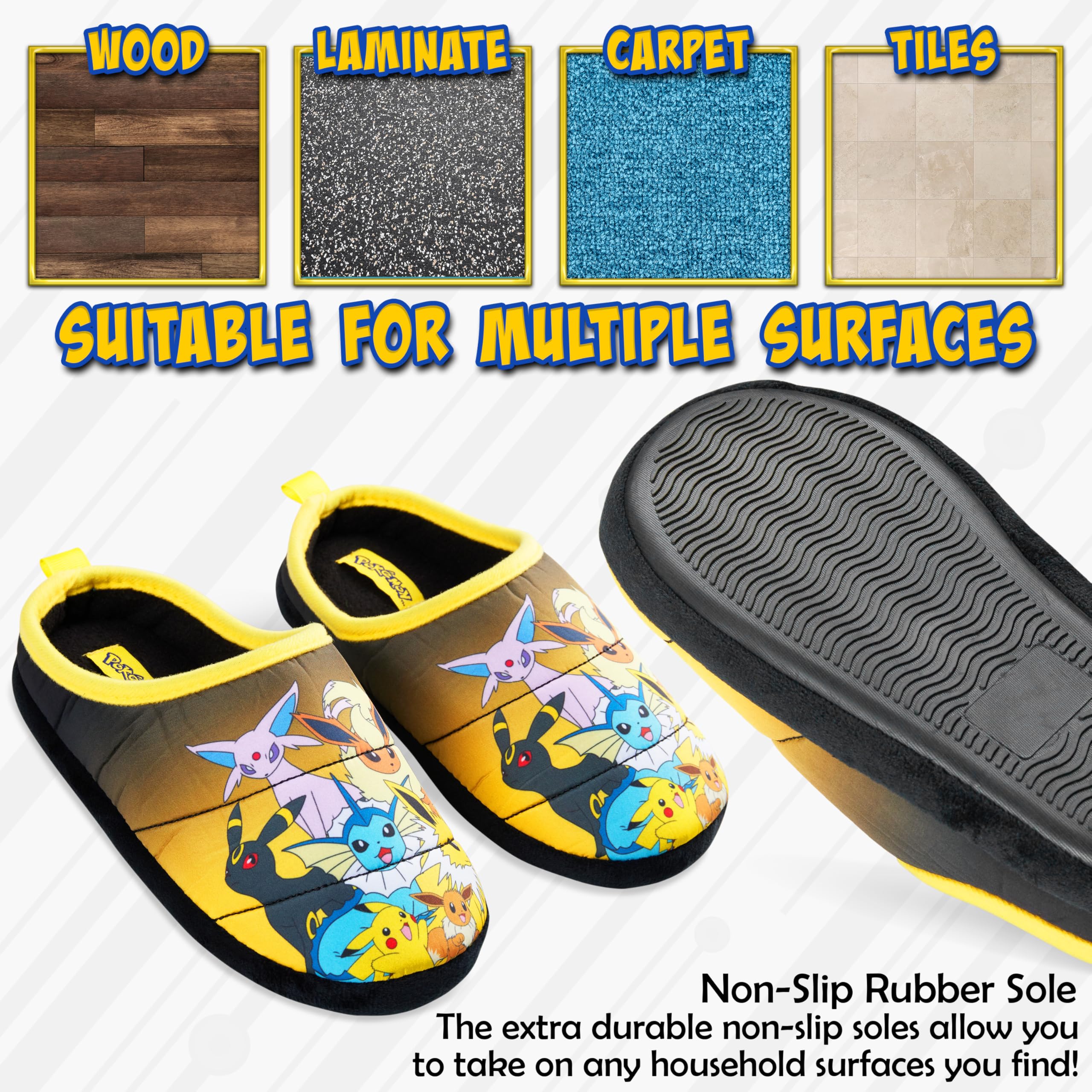 Pokémon Pantofole Uomo, Comode Slip-On Ciabatte da Casa con Suola Antiscivolo