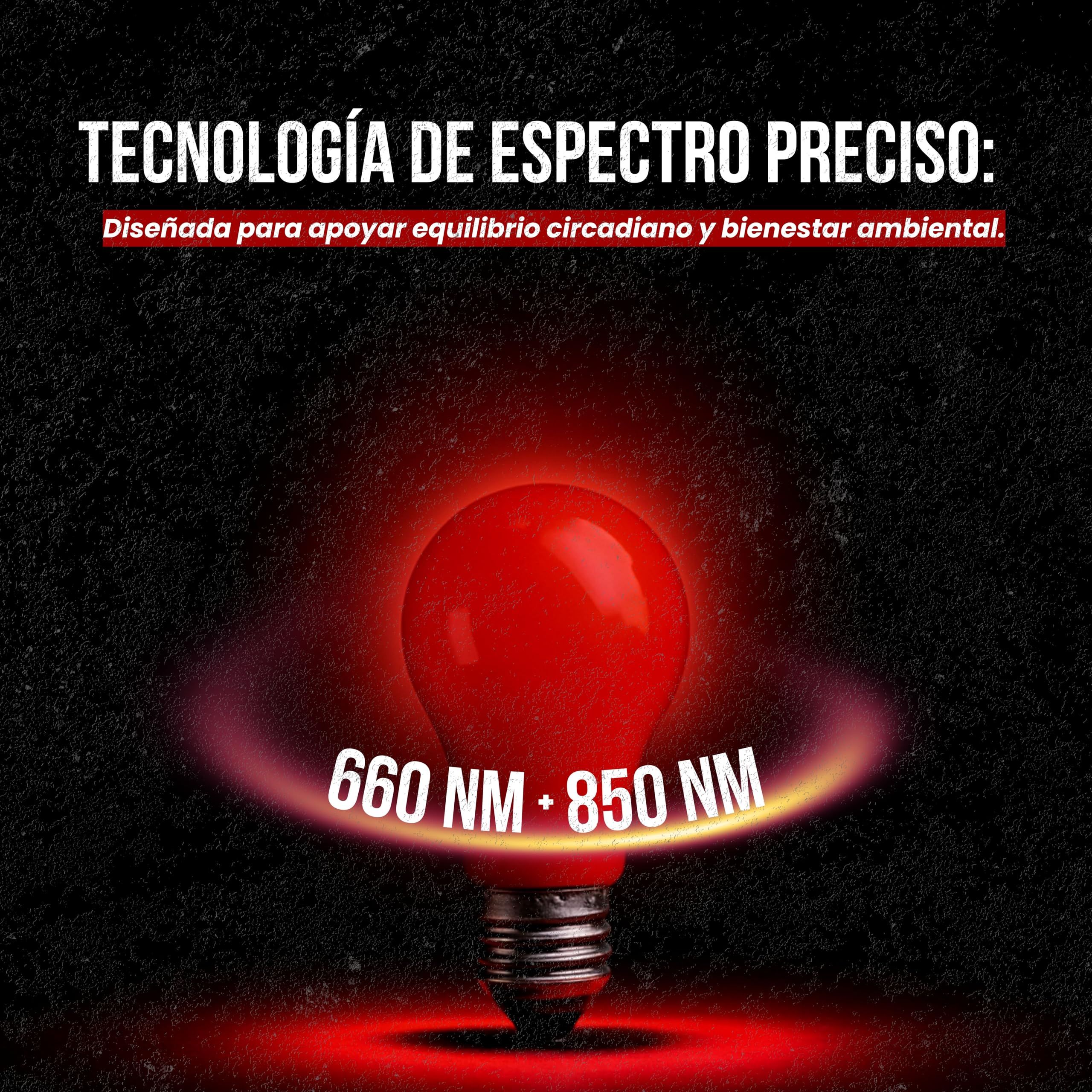 Bombilla Circadiana PRO | Infrarrojo 850nm + 660nm | Cero Luz Azul, Sin Flicker, Bajo EMF | 12W | E26/E27 | Luz Terapéutica de Ritmo Circadiano