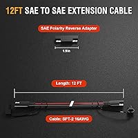 Vista 2 de 12FT 16AWG SAE Extension Cable, SAE Connector Cable Quick Disconnect Connector 16AWG, for Automotive, Solar Panel Panel Plug