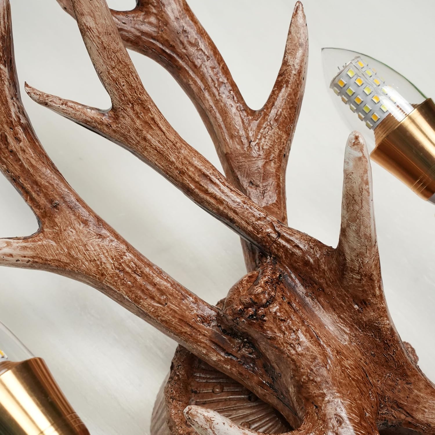 Antler Wall Sconce, Vintage Farmhouse Candle Wall Light, 2 Lights Art Deco Wall Lamp for Bedroom Hallway