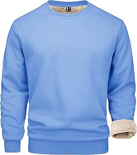 Sponsored Ad - MAGCOMSEN Men's Sherpa Lined Sweatshirts Fleece Pullover Basic Tops Warm Crewneck Winter Underwear