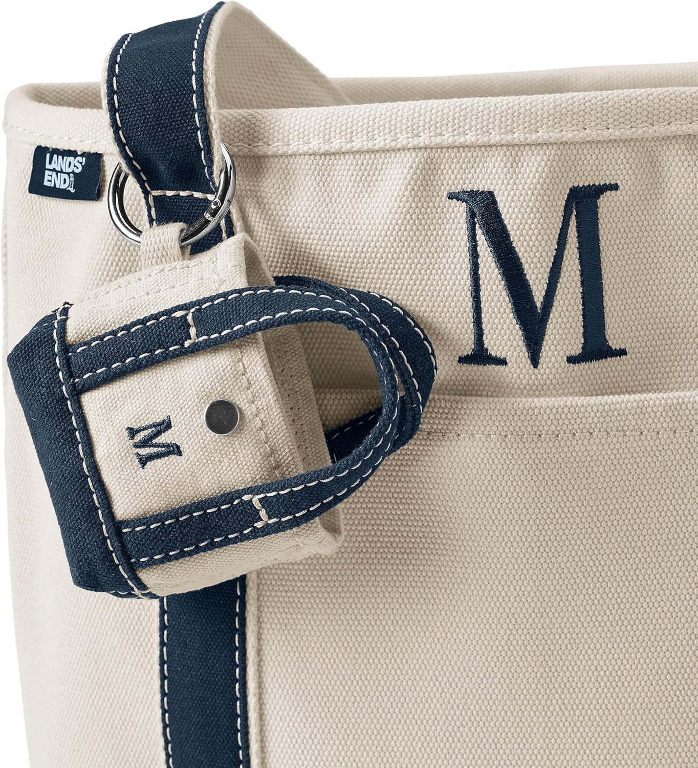 Lands' End Pre-Monogram Letter M Micro Canvas Tote Natural/radiant Navy Mini - Image 3