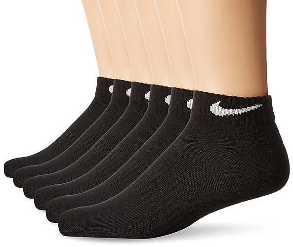 NIKE Performance Cushion Low Rise Socks with Bag (6 Pairs) - Large - Black/White