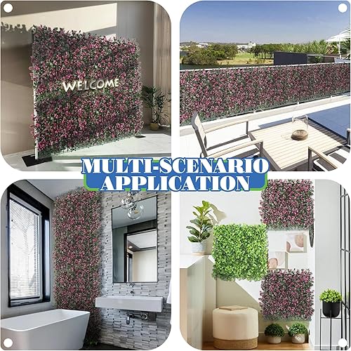 Miniatura 2 de Valla ECOOPTS, de hiedra artificial, 20 x 20 (50.8 x 50.8 cm), panel verde para decoración de exteriores o interiores, laurel, madera de boj, para