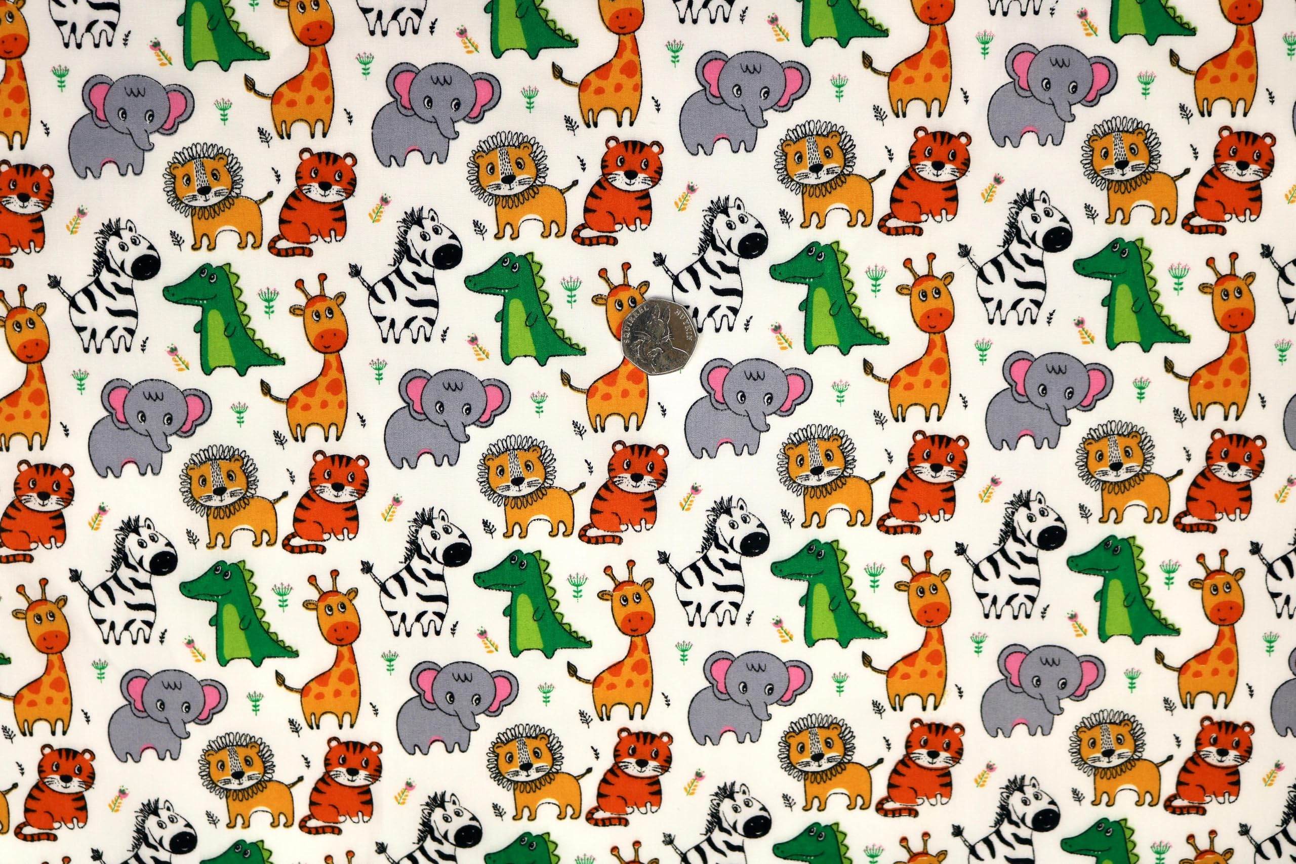 Pyrhan Printed Polycotton Fabric – 45" Wide Sewing Material by The Metre – Quilting, Dressmaking, Craft & Home Décor – Christmas, Animal, Stripes, Music & More (Wild Animal Print)