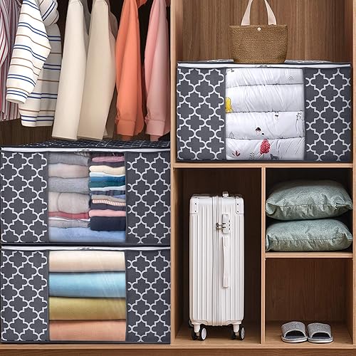 Miniatura 4 de WISELIFE bolsas de almacenamiento paquete de 3unidades de 2641galones para guardar grandes mantas contenedores para organización y almacenamiento de