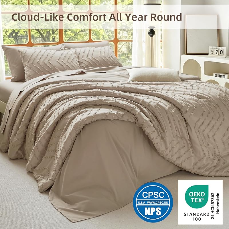 Suncomfy Boho Tufted Wave Comforter Set King – Suitable for all seasons
