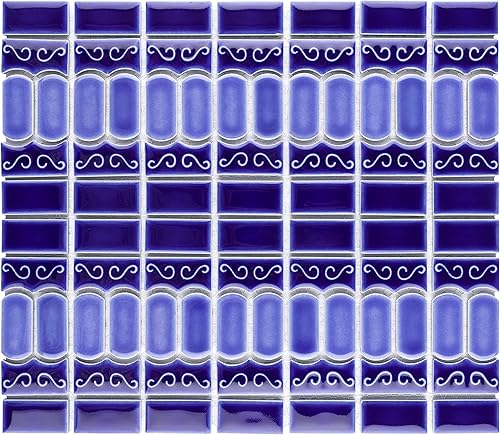 SomerTile Mosaico de porcelana Módena azul cobalto de 11.38" x 13.13"