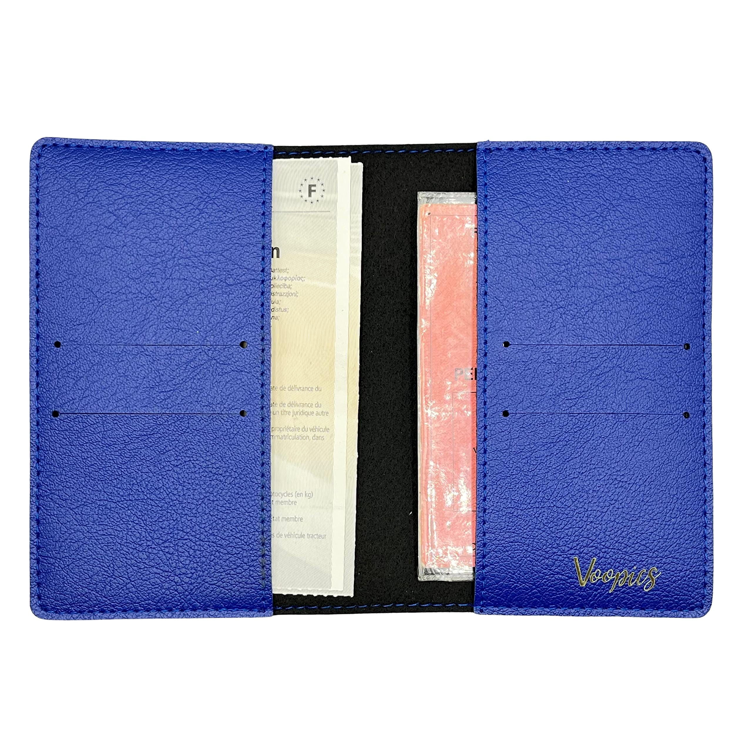 Pochette Carte Grise Personnalisée Bleu, Etui Made in France. Porte Personnalisable. Housse Range Papier Véhicule Assurance et Permis
