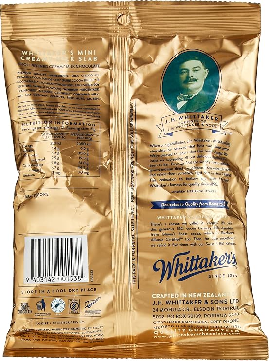 Wittakers Creamy Milk Chocolate, 6.3 oz 180 g