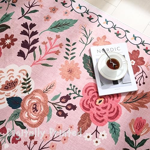 Miniatura 24 de Rugcomf Alfombra de pasillo para cocina, antideslizante, 2 x 6 pies, alfombras lavables con parte trasera de goma, alfombra floral suave para