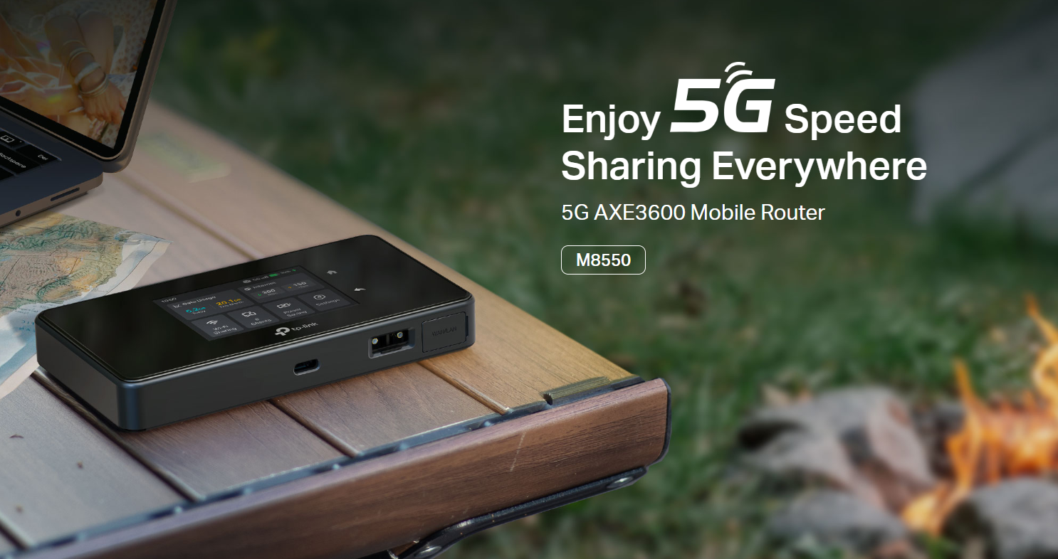 TP-Link M8550 Mobile 5G Router with Sim Slot, AXE3600 WiFi 6E,Tri