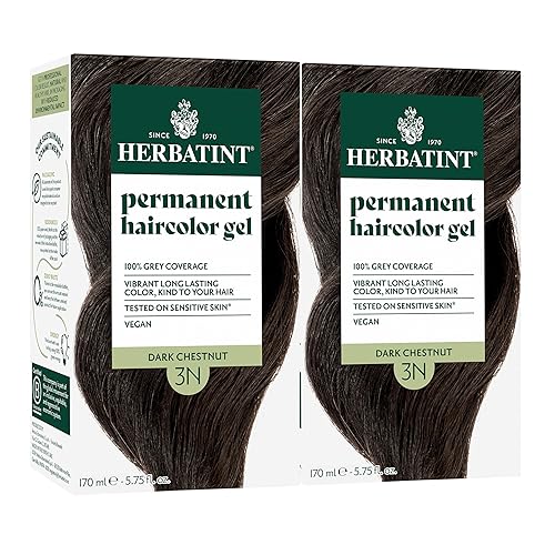 Herbatint Tinte permanente para el cabello, castaño oscuro 3N, para una cobertura de hasta un 100% de canas de canas resistentes, sin amoníaco, sin