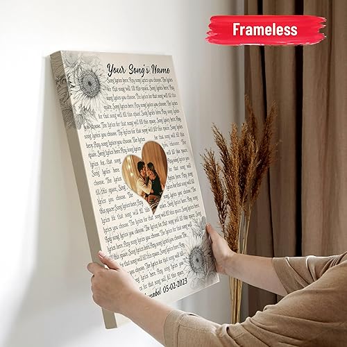 Vista 39 de H-DEWALL Letras de canciones personalizadas con marco, arte de pared musical personalizado para él, decoración sentimental y regalo inspirador