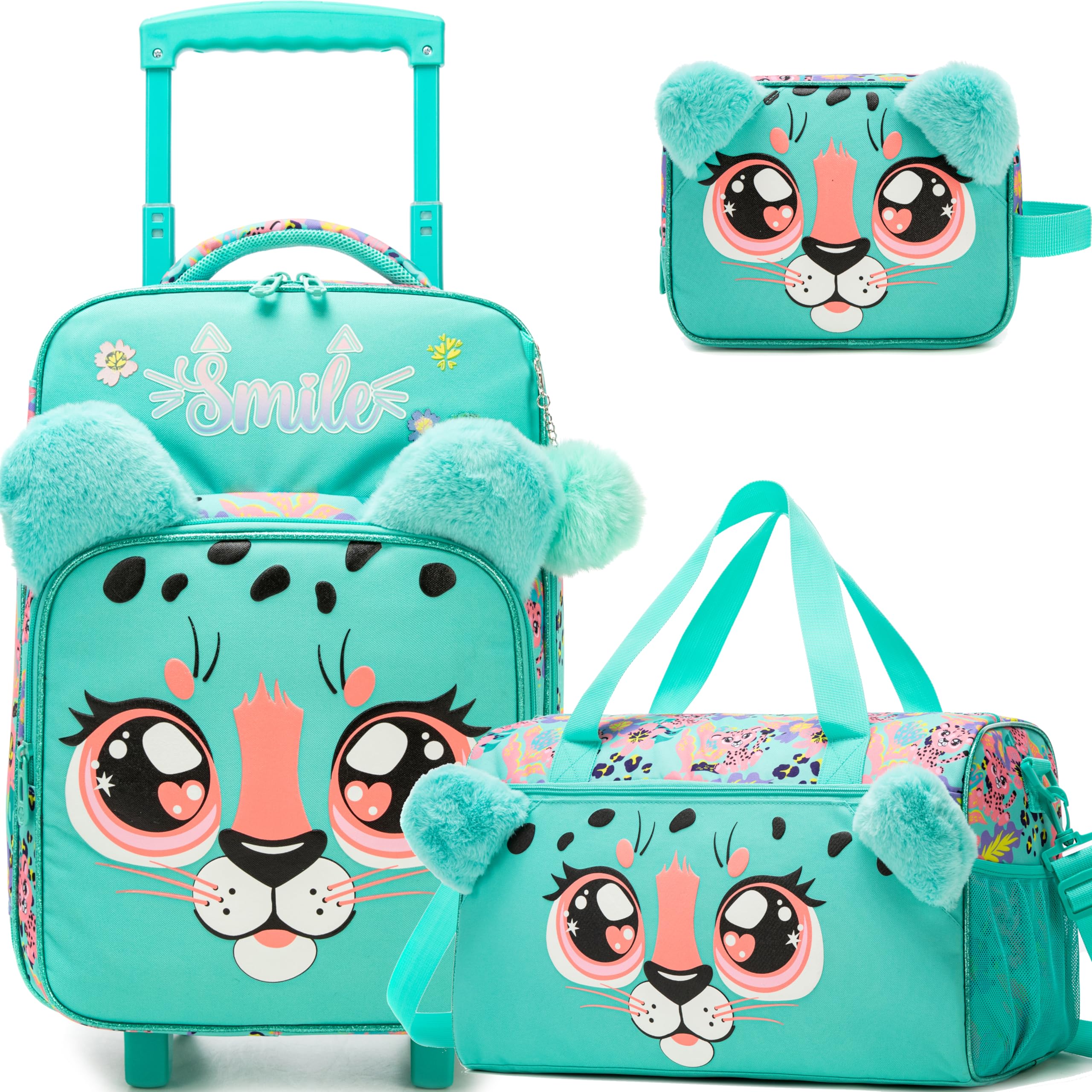 Kids Luggage with Wheels Suitcases Travel Softside Suitcases 16" Carry on Suitcase with D…