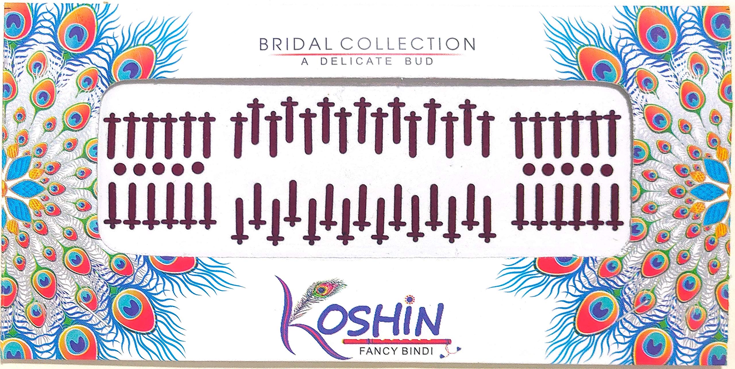 KOSHIN Maroon Color Cross Shape Medium Size (Per Bindi Height 1.2 CM) Forehead Bindi For Girls Women Ladies