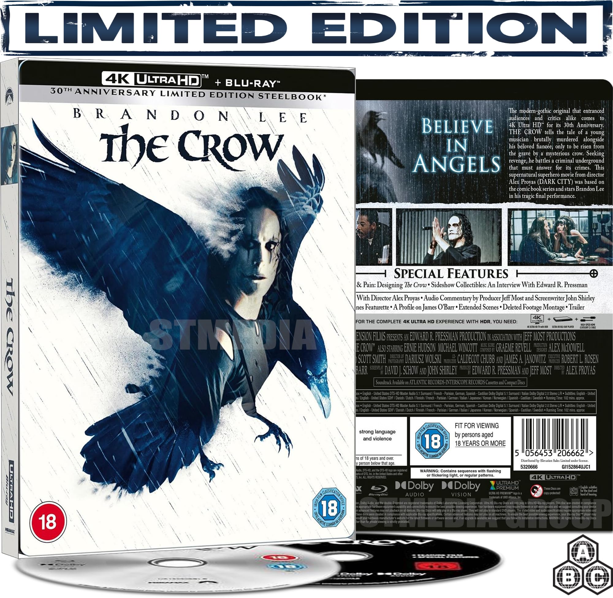 The Crow (Limited Edition, SteelBook / Special Features) [4K UHD + Blu-ray] [Region Free]