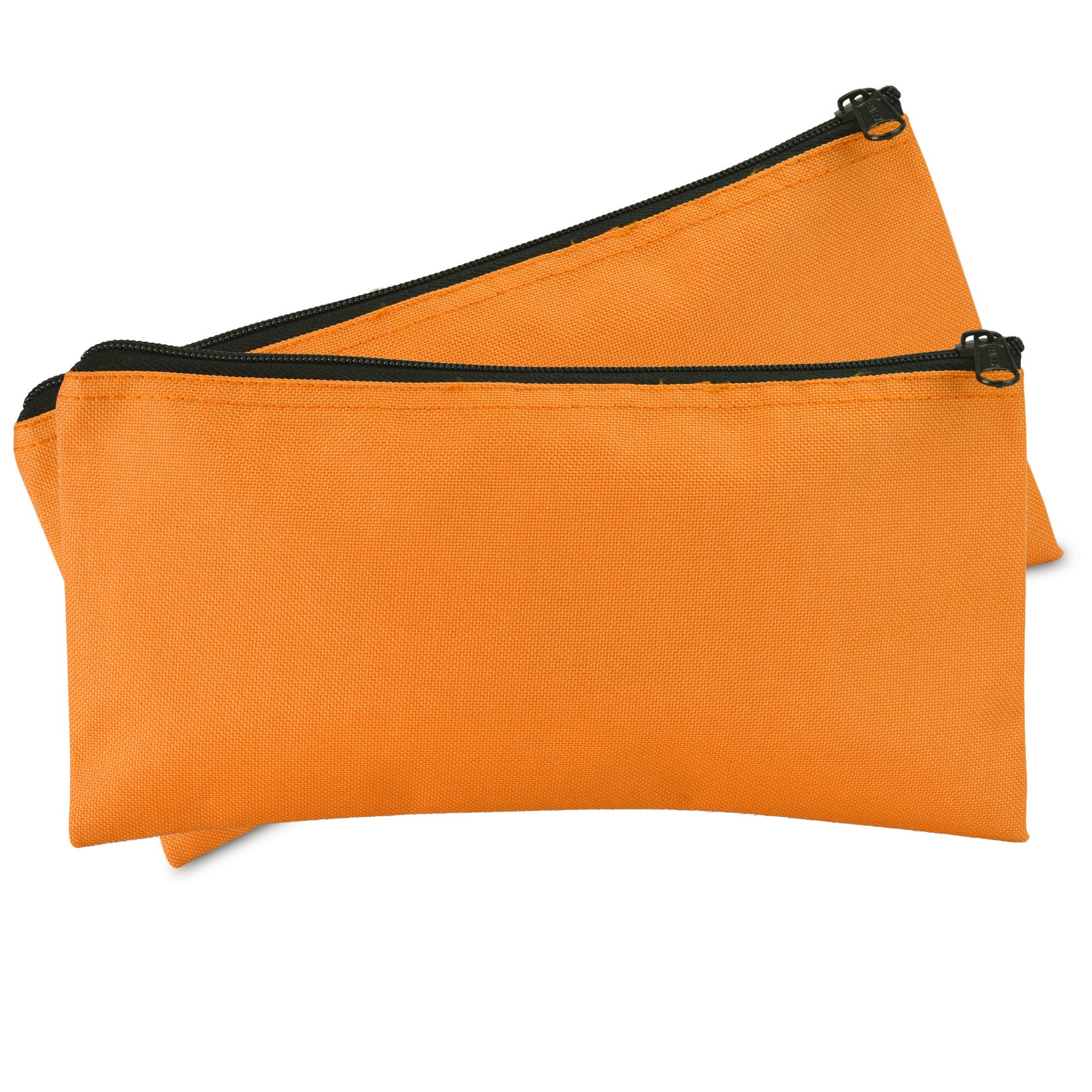 DALIX Bank Bags Money Pouch Securi Deposit Utility Zipper Coin Bag Orange 2 Pack