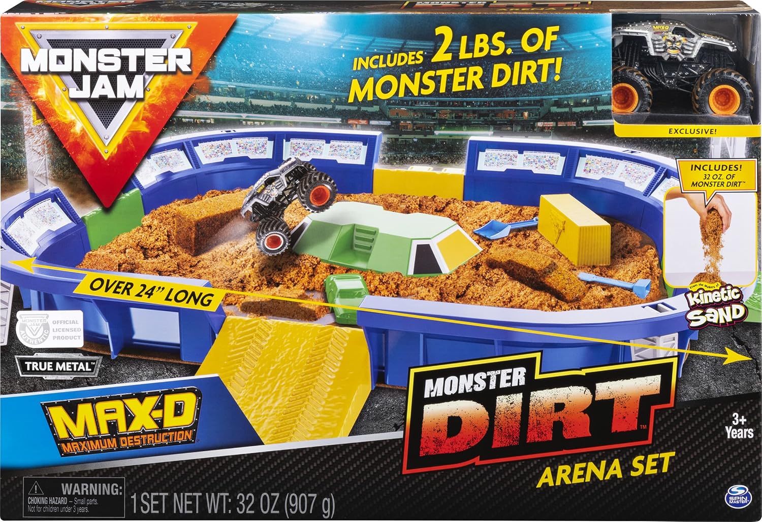 Monster Jam Monster Dirt Arena 61-cm Playset with 907.2 g of Monster Dirt and Exclusive 1:64 Scale Die-Cast Truck