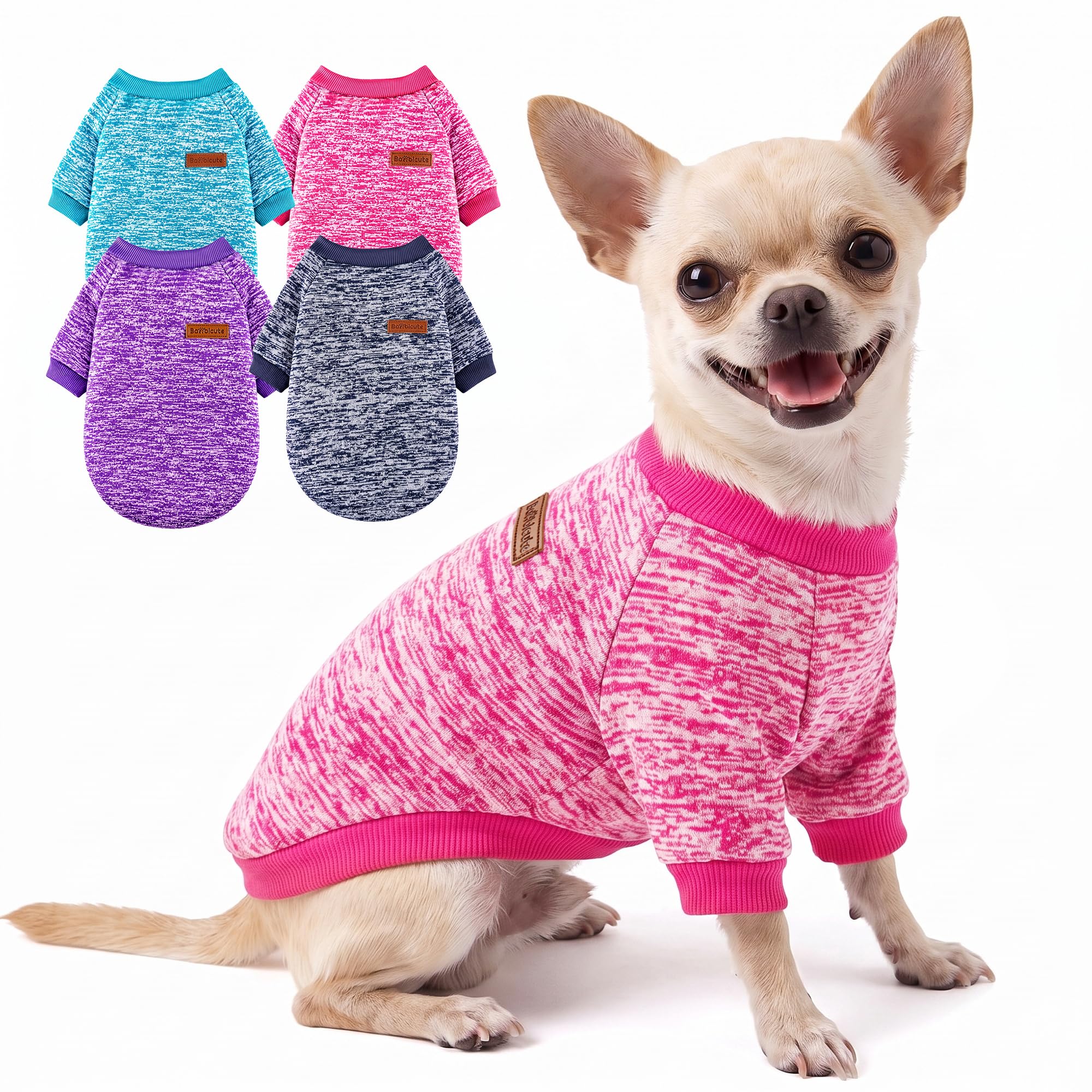 4 Pack Dog Sweaters for Small Dogs Girl Boy Winter Fleece Clothes Warm Soft Dog Sweatshirt Outfit for Dogs Cats Pet Apparel