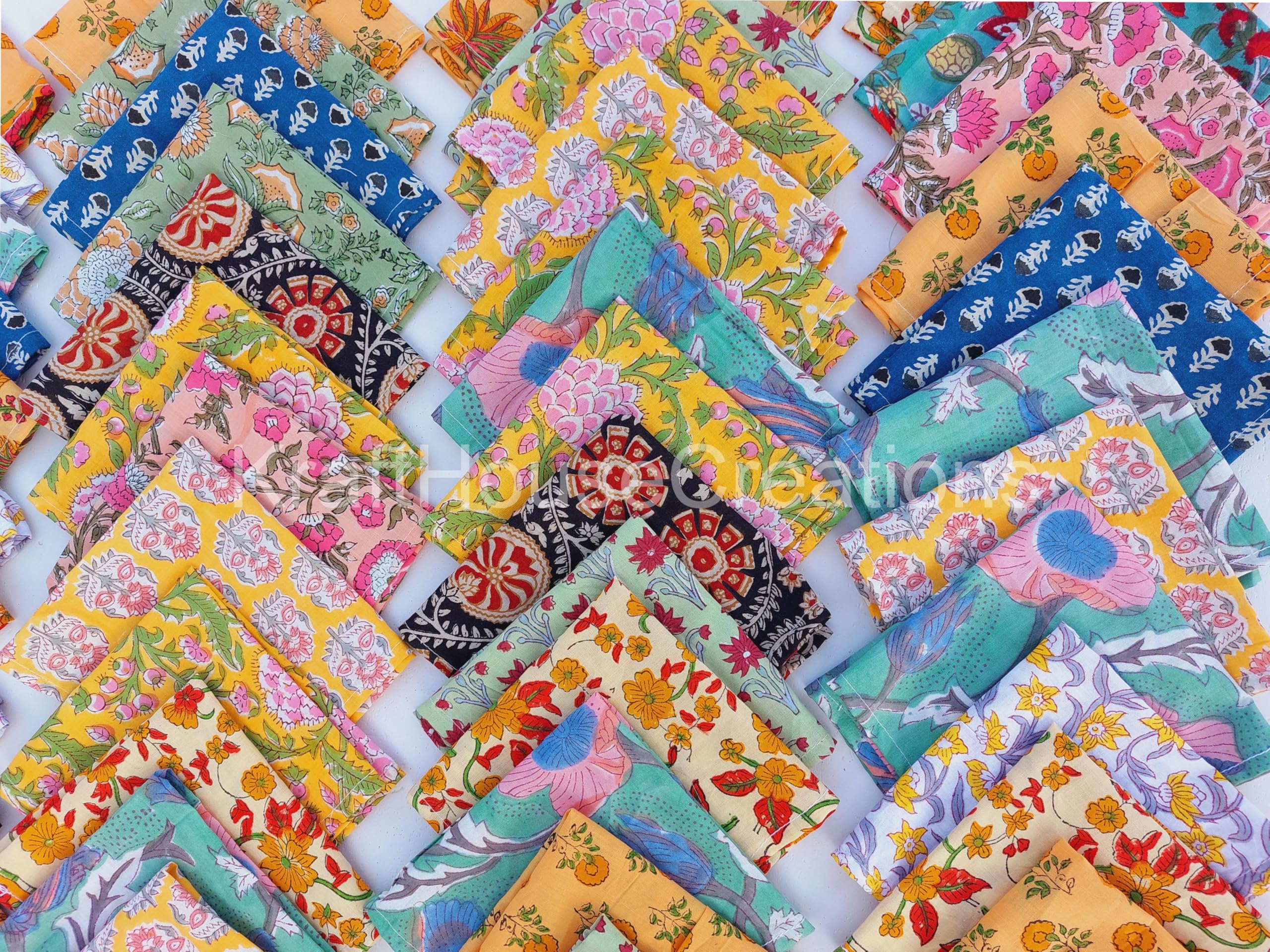 Serviette de cuisine 100% coton KHC lot de serviettes de table imprimé main 61x61cm