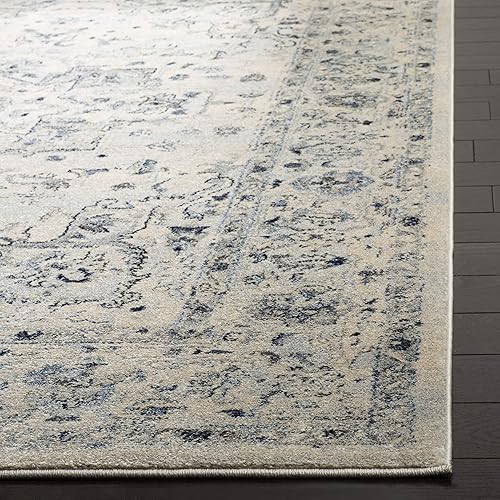 Miniatura 3 de SAFAVIEH Charleston Collection - Alfombra de área de 6 x 9 pies, color marfil y azul claro, diseño oriental envejecido, no desprende pelusa y de