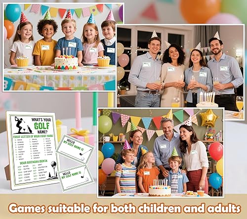 Miniatura 5 de Decoración de fiesta de cumpleaños de golf, juego de fiesta de golf, Cuál es tu nombre de golf, perfecto para actividades de fiesta de cumpleaños de