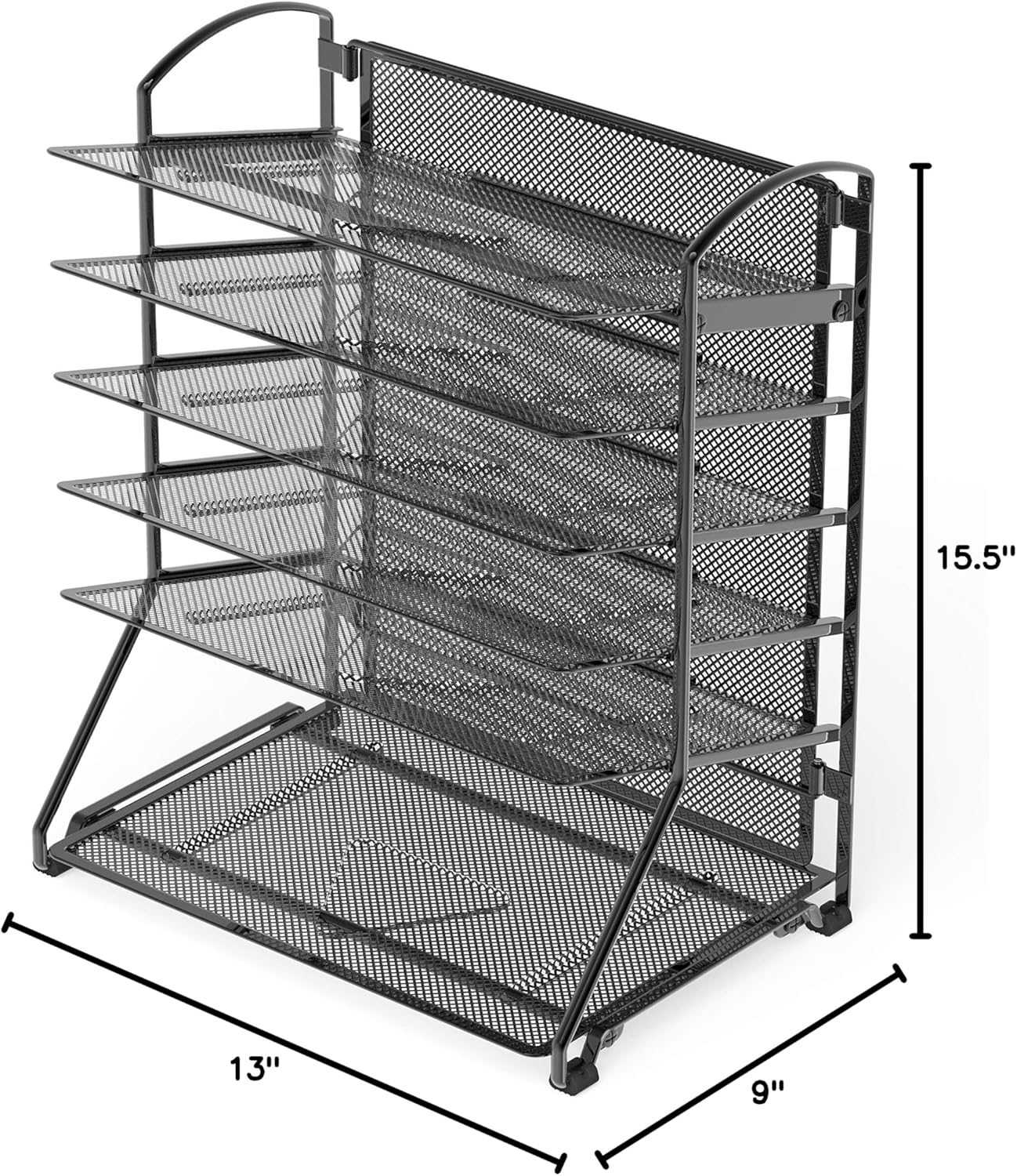Simple Houseware 6-Tier Sliding File Organizer, Desk Letter Tray for Document and Mail Sorting, Black