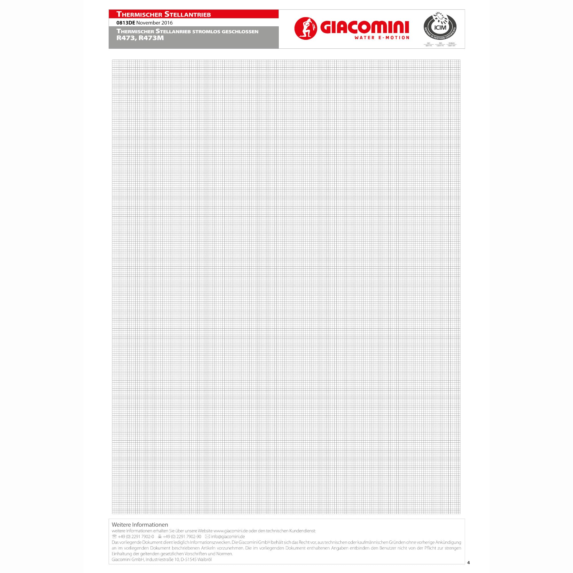 Giacomini Actuador térmico, 24V NC, R473, R473X222