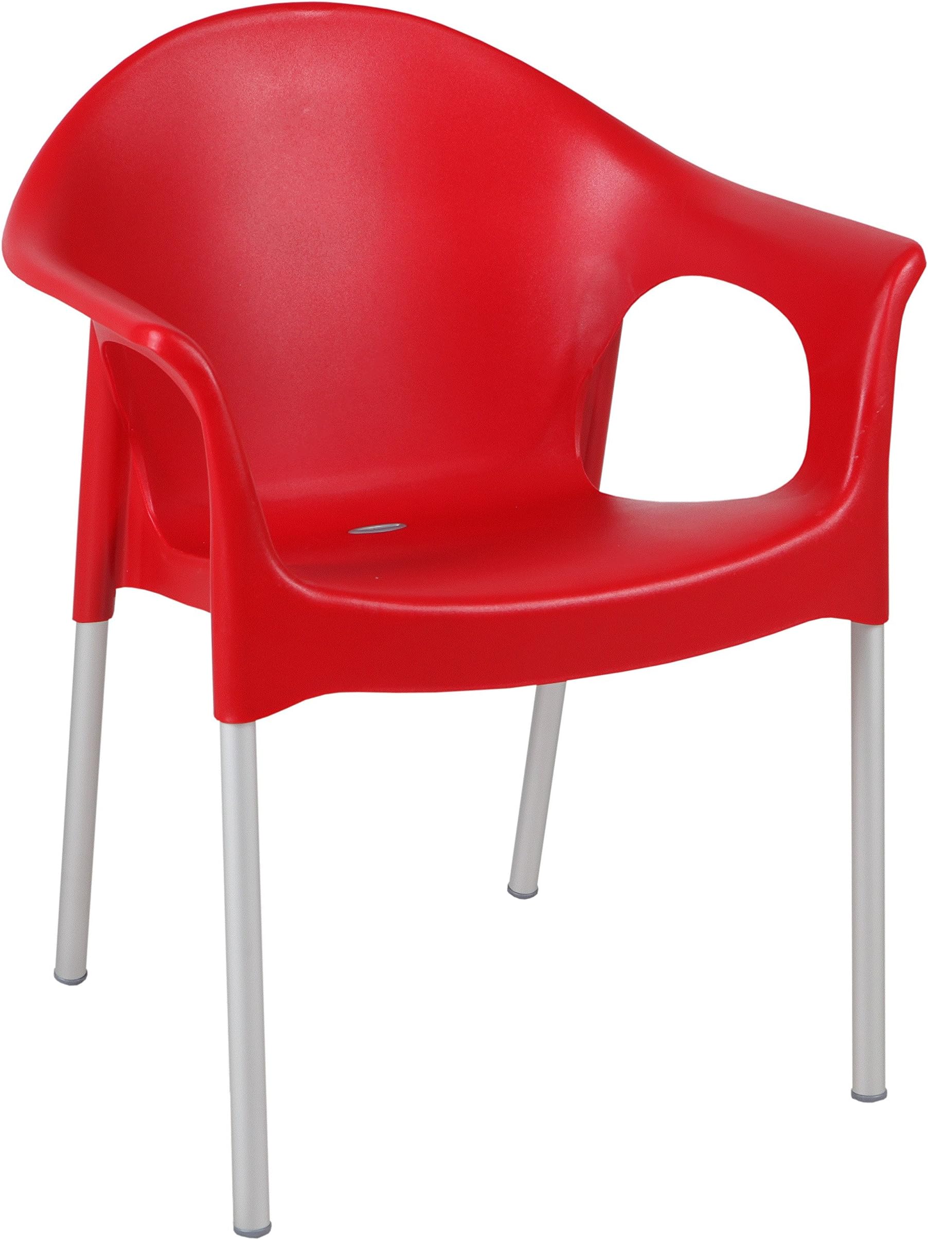 Lisa Collection Rounded Back Durable Plastic Chair - Red