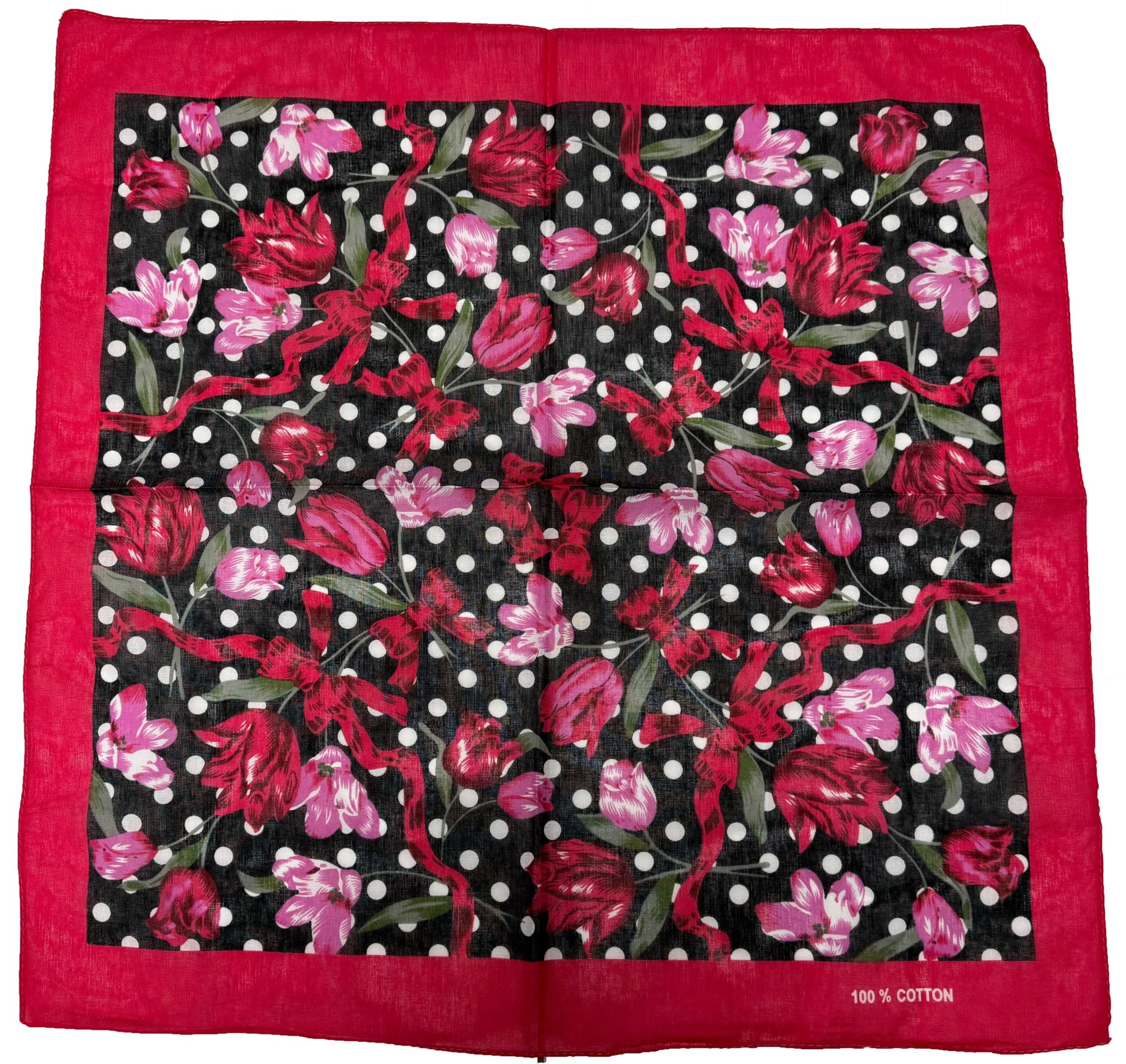 Zac's Alter Ego Red & Pink Floral Print Polka Dot Bandana