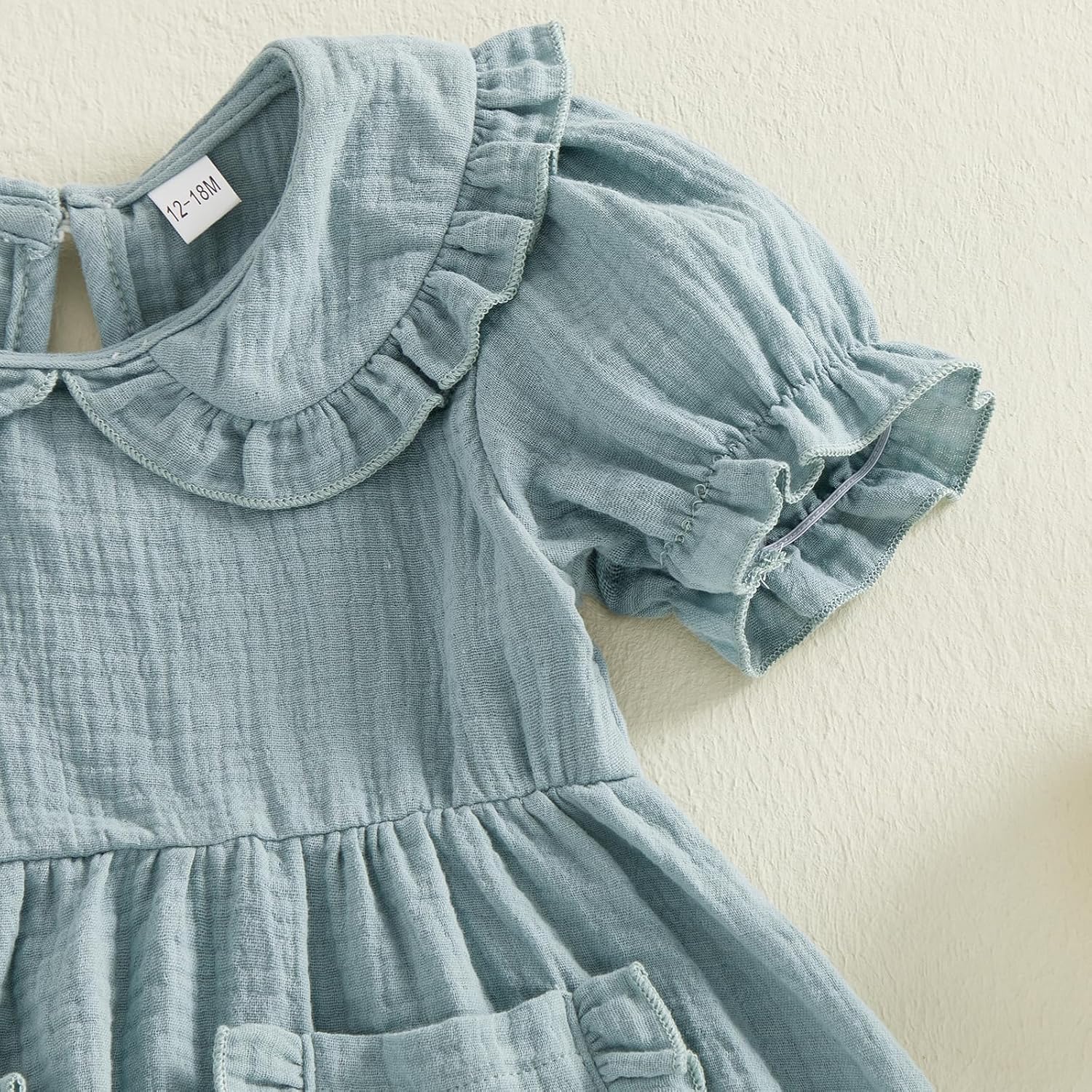 VISGOGO Toddler Baby Girl Dress Linen Long Sleeve Solid Color Girls 12 18M 2T 3T 4T 5T Dresses with Pocket for Fall Spring - Image 6