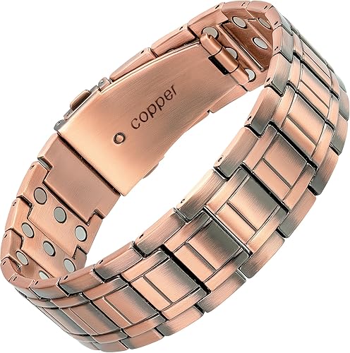 Miniatura 9 de MagnetRX Pulsera de cobre 3X Strength  99.9% de cobre puro para hombres con imanes  Cierre plegable de alta calidad y longitud de pulsera ajustable