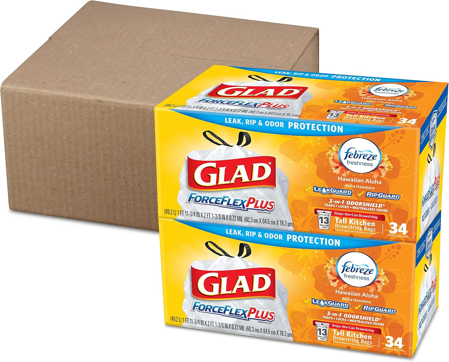 Glad Trash Bags, 34 Count Each