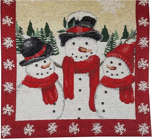 Camino de mesa, con trío de muñecos de nieve, copos de nieve brillantes, muñeco de nieve, árboles y tapiz con purpurina de 36 pulgadas para