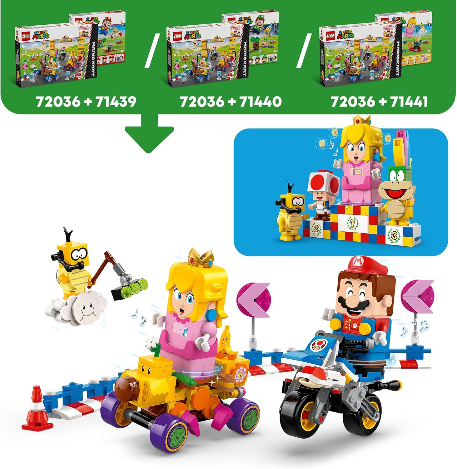 LEGO 72036 Super Mario Mario Kart – Baby Peach & Grand Prix–Set