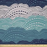 Vista 45 de Ambesonne The Yard, tela floral de estilo Art Nouveau, flores de amapola retro primavera verano jardín pétalos de follaje, tela de microfibra