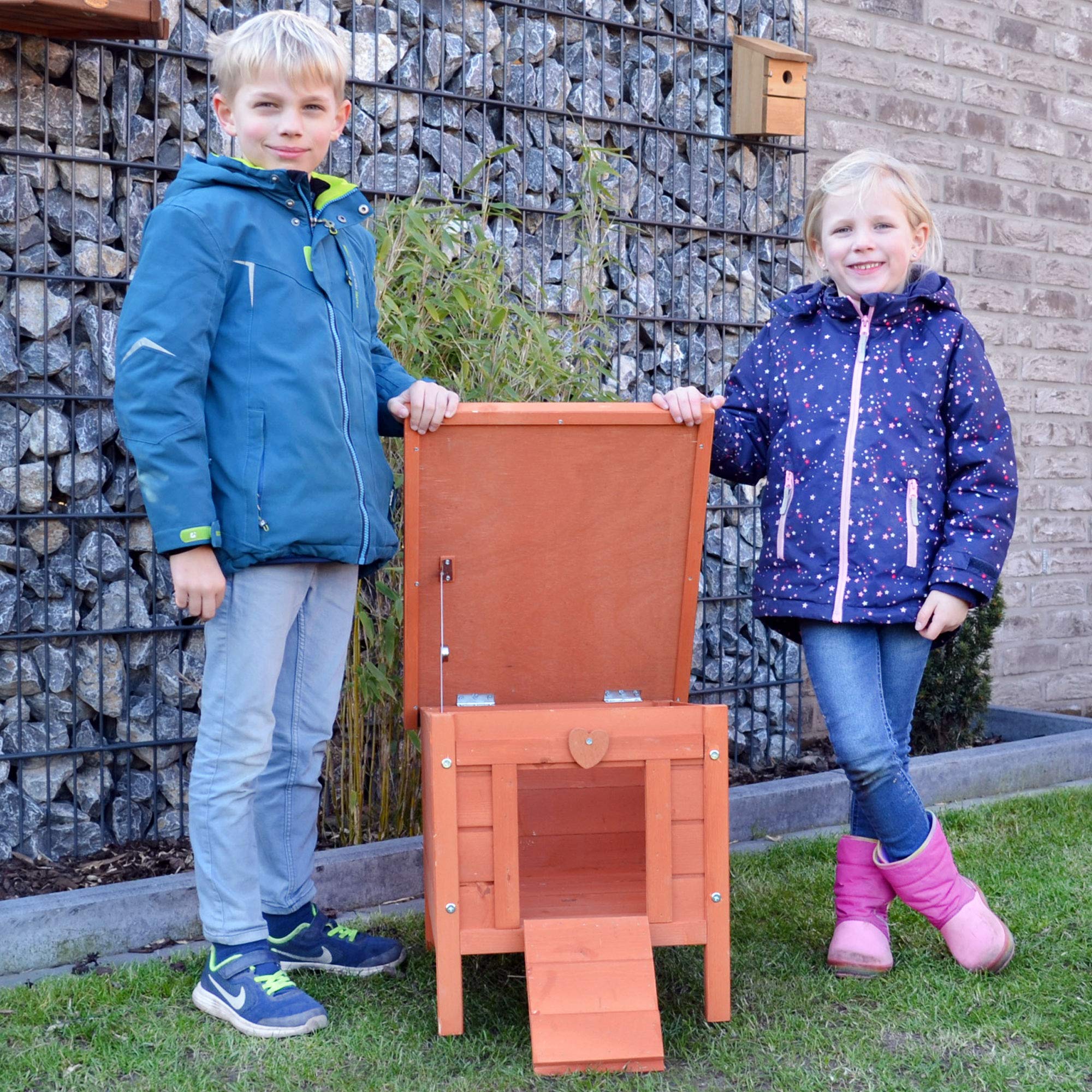 zooprinz großes Kleintierhaus mit klappbarem Dach – perfekt für draußen und drinnen – Besonders einfach umgestellt – Nagerhaus aus Vollholz mit natürlicher Farbe gestrichen - Hasenhaus Kaninchen Haus