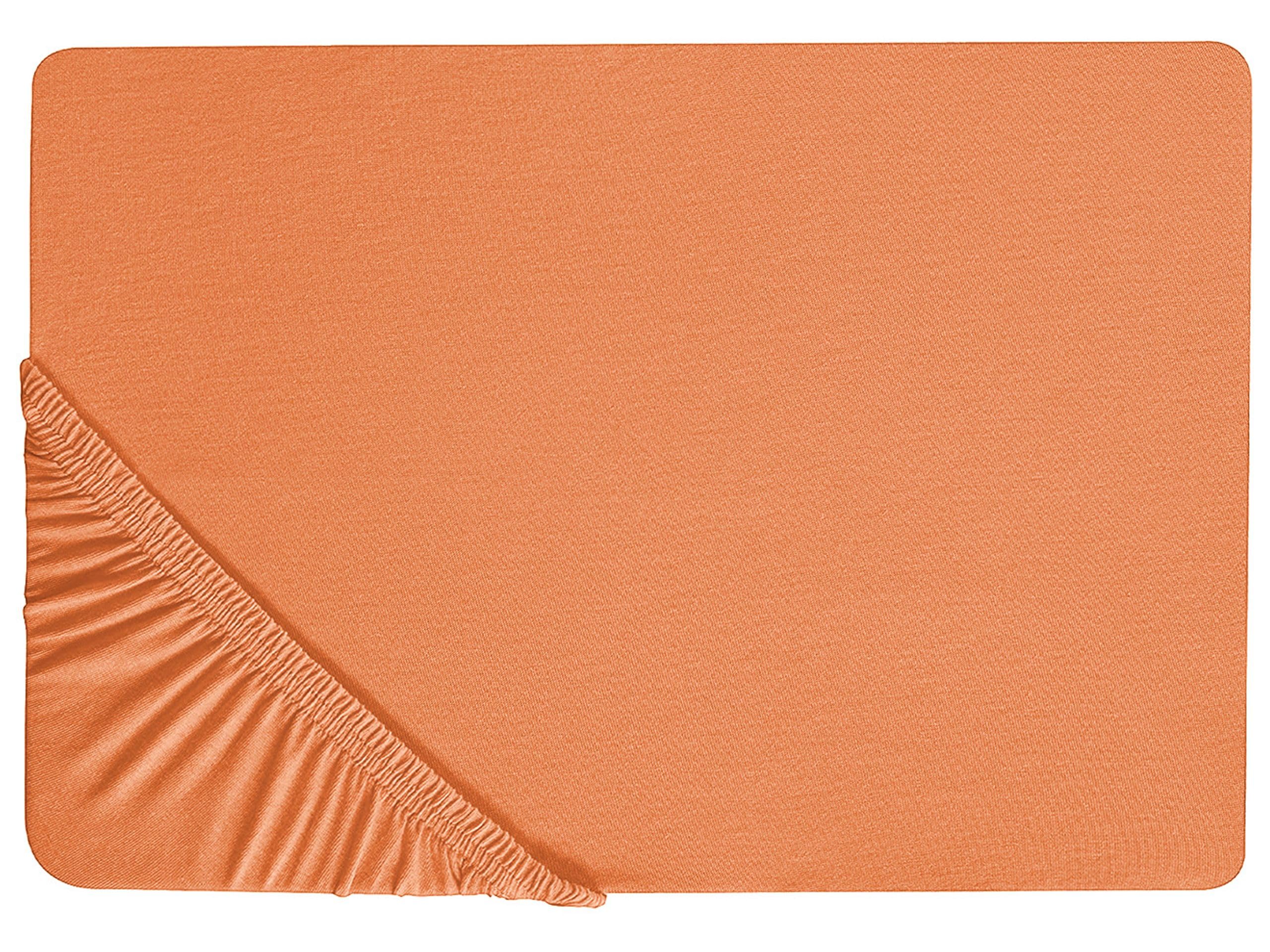 Beliani Fitted Sheet Janbu Cotton 160 X 200 Cm Orange from B&Q
