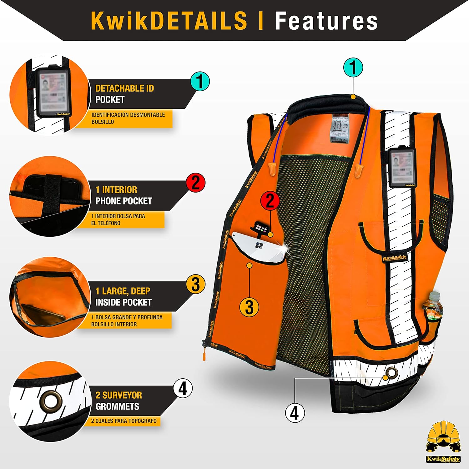 KwikSafety - Charlotte, NC - GODFATHER Safety Vest [CUSHIONED COLLAR + TABLET POCKET] ANSI OSHA - Image 5
