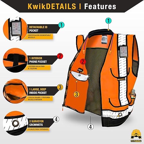 Miniatura 3 de KwikSafety GODFATHER SPECIALIST - Chaleco de seguridad naranjanegro, grande + paquete de casco duro de ala completa TORTOISE