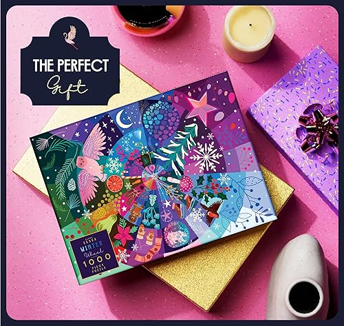 Miniatura 5 de Elena Essex Rompecabezas "Winter Wheel" para adultos, 1000 piezas, rompecabezas de Navidad de 28 x 20 pulgadas, ilustrado por Elena Essex, piezas