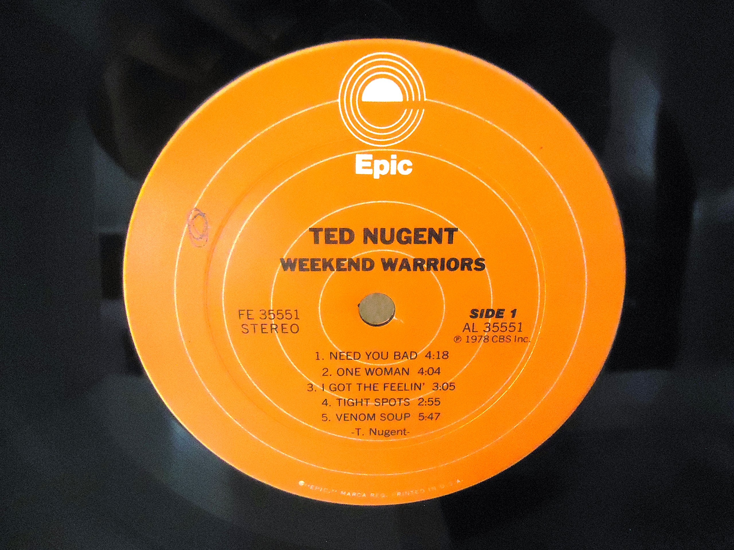 Ted Nugent FE 35551 Weekend Warriors Label: Epic LP, Album, Land: US Released: 1978, Motiv: Rock Style: Hard Rock