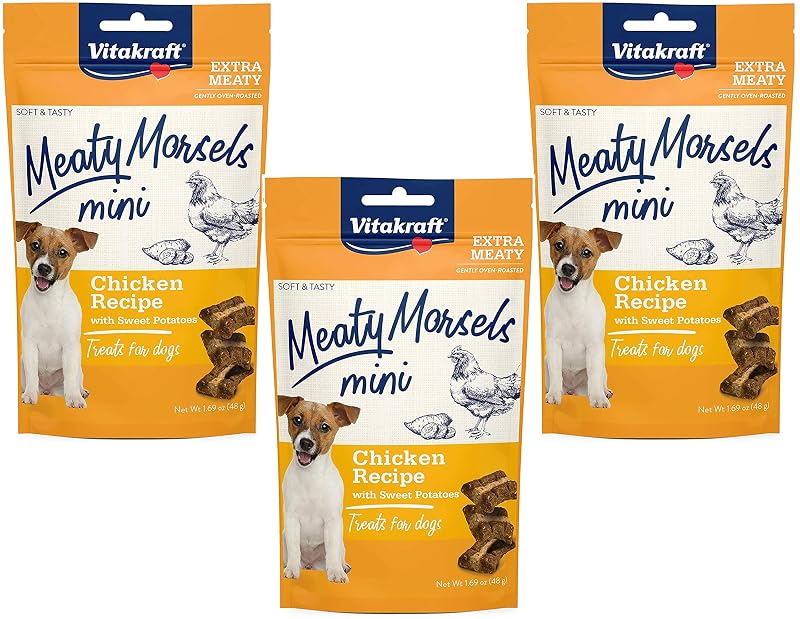 Petisco macio para cães de frango e batata-doce Vitakraft, pacote com 3 de 47 g