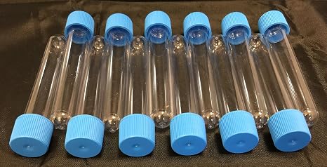 Clear Plastic Test Tubes, size: 100mm x 16mm, volume: 10ml, Round Bottom with Screw Caps x 50